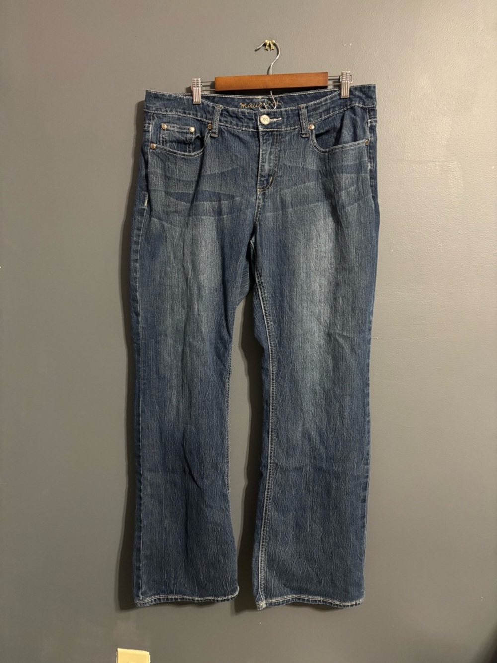 Maurice’s dark wash western casual bootcut jeans size 16 long; 32.5” inseam